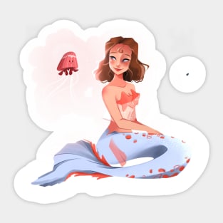 Mermaid and Jellyfish Sticker